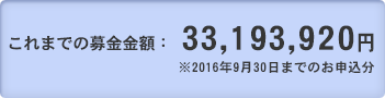 これまでの募金金額:33,129,794円 ※2016年8月31日までのお申込分