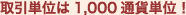 ����P�ʂ�1,000�ʉݒP�ʁI