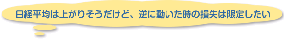日経平均は上がりそうだけど、逆に動いた時の損失は限定したい