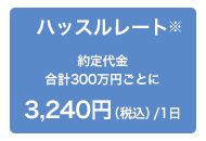ハッスルレート※ 約定代金 合計300万円ごとに3,240円(税込)/1日