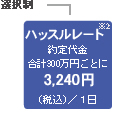 選択制 ハッスルレート 約定代金 合計300万円ごとに3,240円(税込)/1日