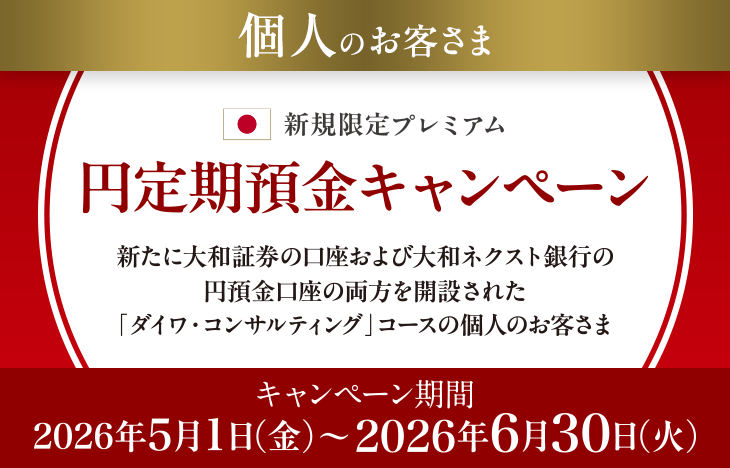 個人のお客さま 新規限定プレミアム円定期預金キャンペーン