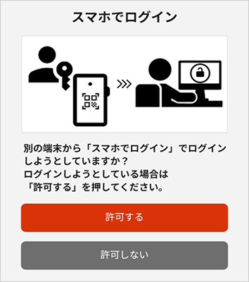 許可する画面