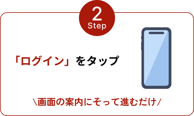 Step2 ログインをタップ 画面の案内にそって進むだけ