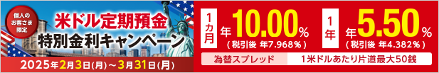 米ドル定期預金特別金利キャンペーン
