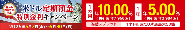 米ドル定期預金特別金利キャンペーン