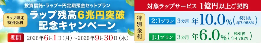 ラップ限定特別金利　ラップ残高６兆円突破記念キャンペーン