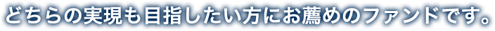 どちらの実現も目指したい方にお薦めのファンドです。