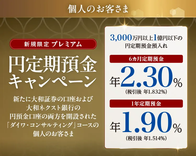個人のお客さま 新規限定プレミアム円定期預金キャンペーン