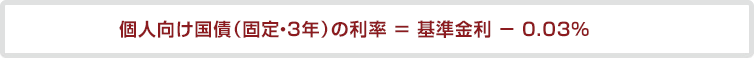 個人向け国債(固定・3年)の利率 = 基準金利 − 0.03%