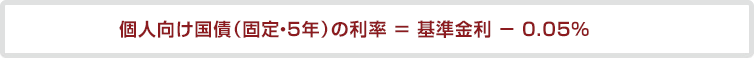 個人向け国債(固定・5年)の利率 = 基準金利 − 0.05%
