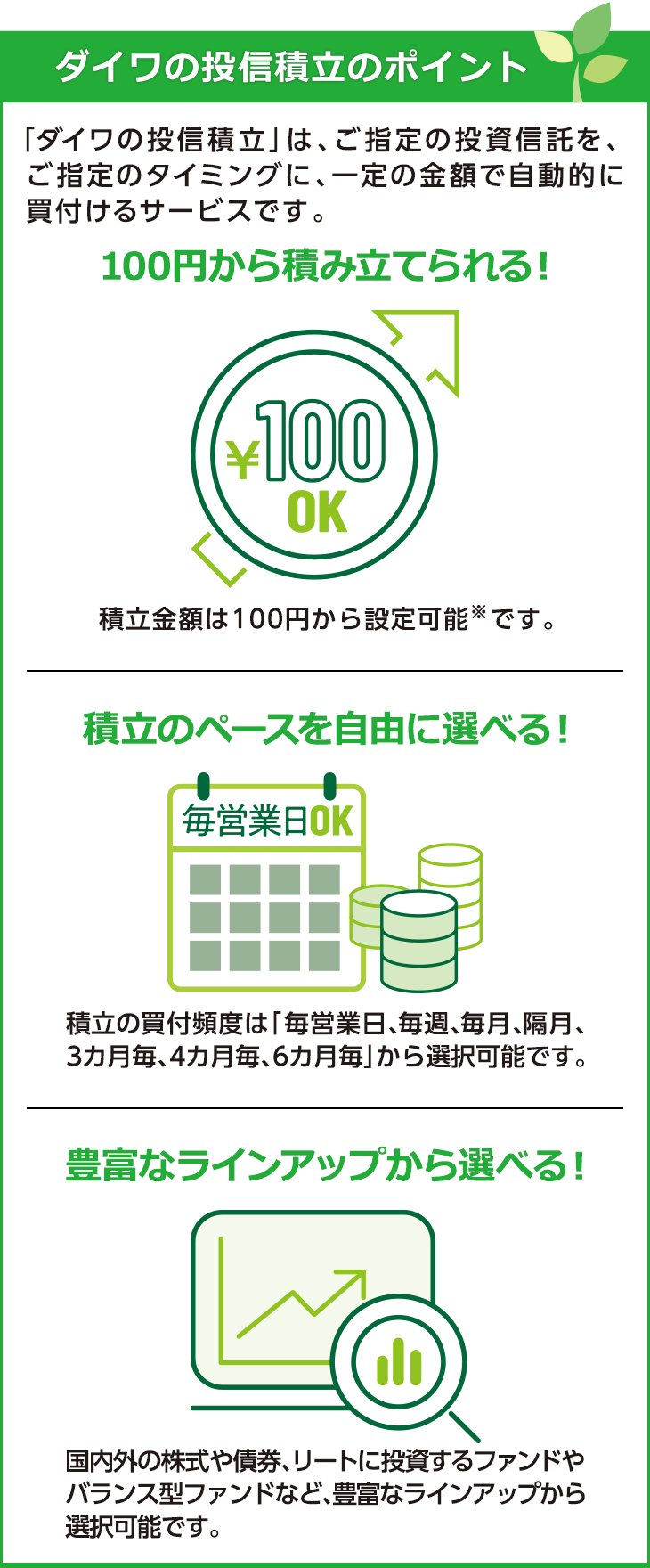 ダイワの投信積立のポイント