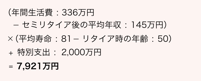 セミリタイアに必要な資産の額